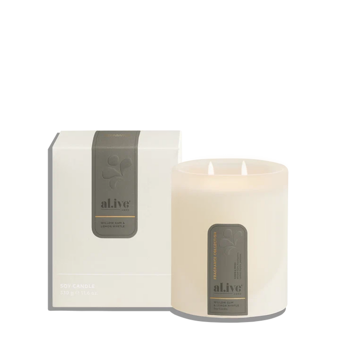 Soy Candle - Willow Gum & Lemon Myrtle. Al.ive Body