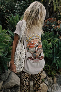 Coco Cantina Biker Tee - Taupe