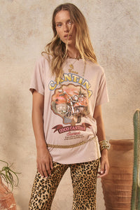 Coco Cantina Biker Tee - Taupe