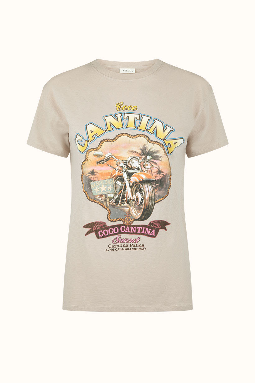 Coco Cantina Biker Tee - Taupe