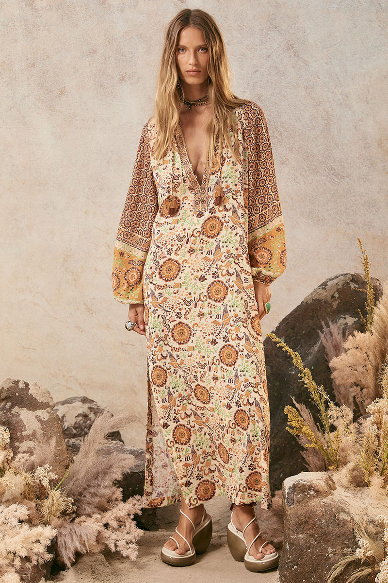 Sannah Boho Maxi Dress - Golden Ochre