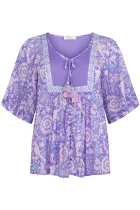 Sannah Short Sleeve Blouse - Lavender