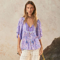 Sannah Short Sleeve Blouse - Lavender