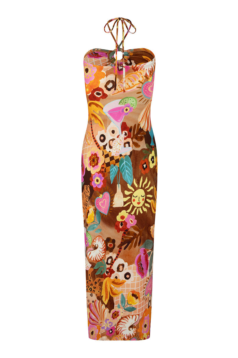 Birth of Venus Strapless Dress - Caramel