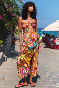 Birth of Venus Strapless Dress - Caramel