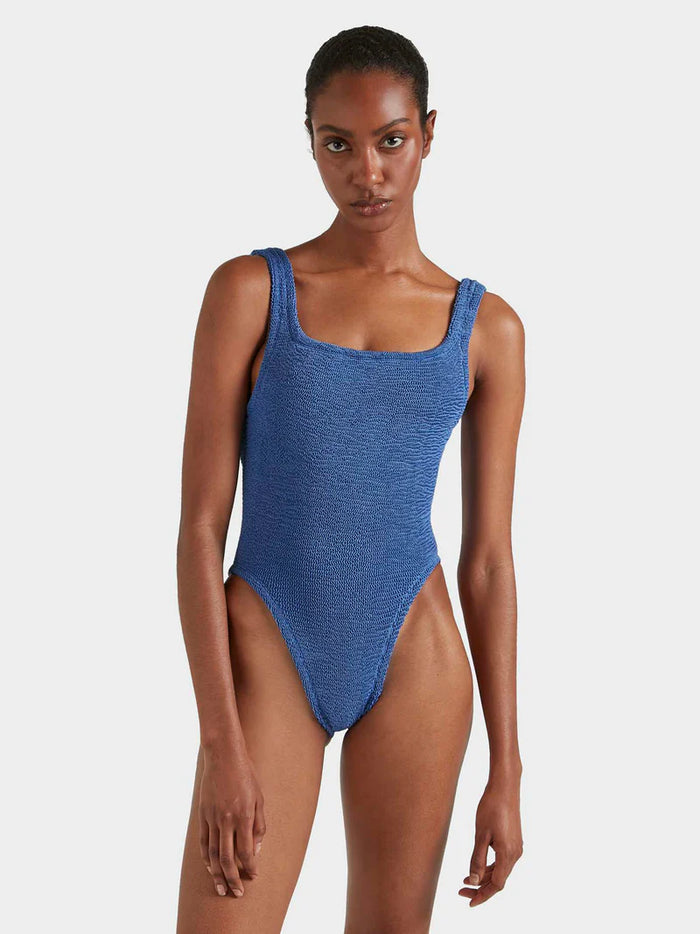 Square Neck Swim - Metallic Denim