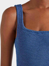 Square Neck Swim - Metallic Denim