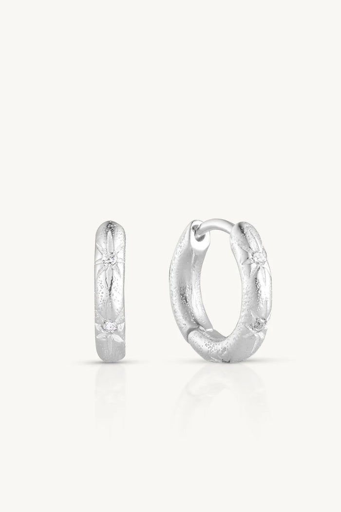 Starburst Silver Hoops
