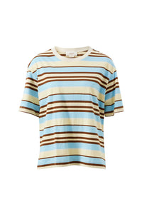Stevie Slouchy Tee - Butter/Toffee/Fresh Blue Stripe. Ceres Life
