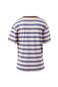 Stevie Slouchy Tee - Chalk PinkPolo BlueChoc Stripe. Ceres Life
