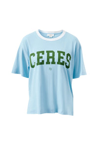 Stevie Slouchy Tee - Fresh Blue/Basil Varsity