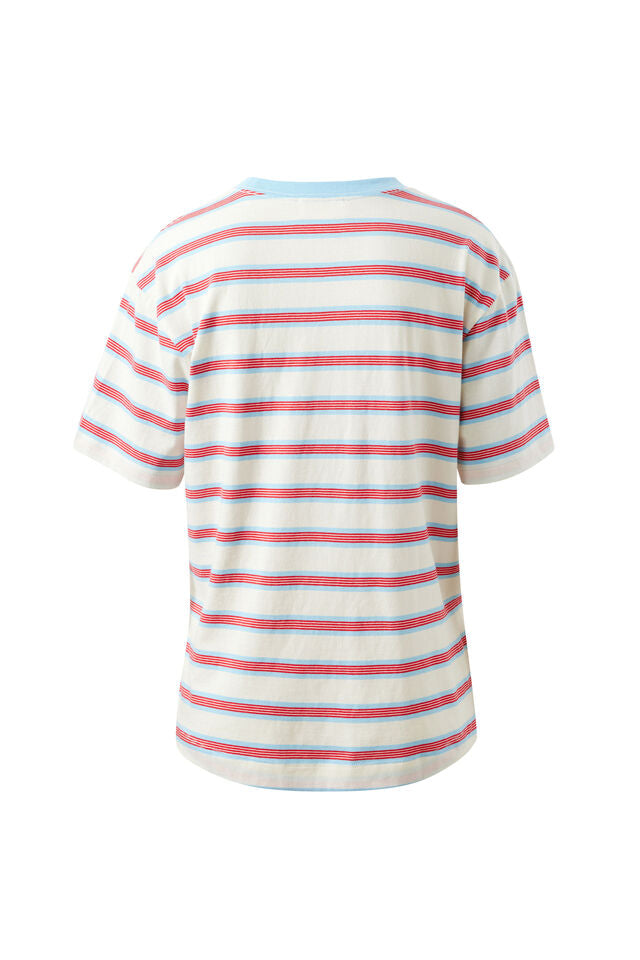 Stevie Slouchy Tee - Milk Fresh Blue Red Stripe