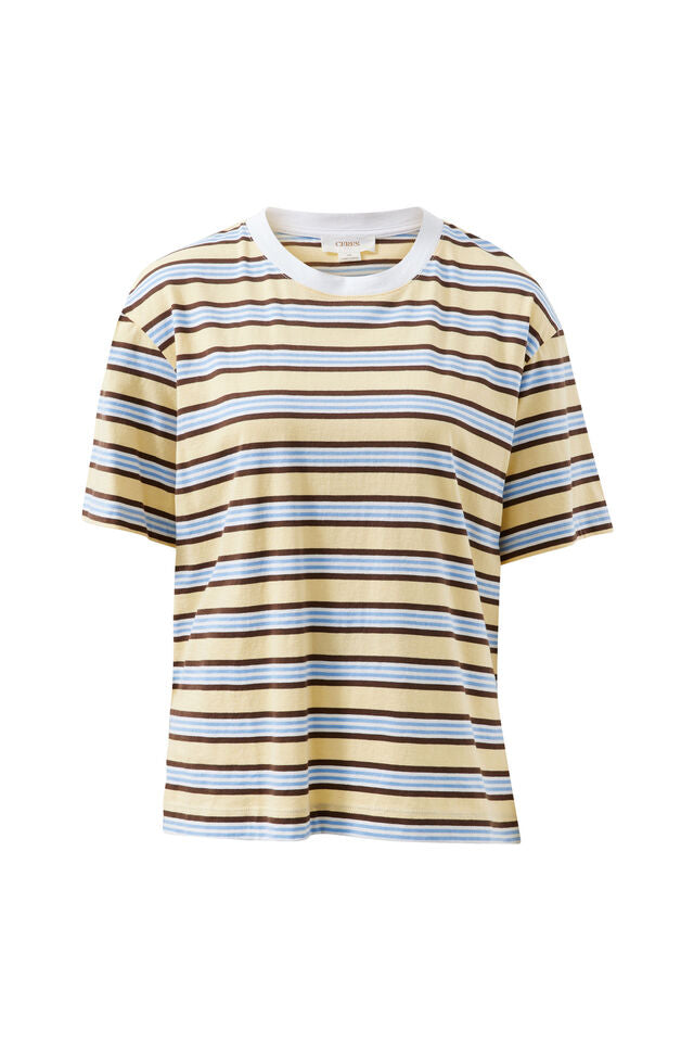 Stevie Slouchy Tee - New Butter Brunette Stripe