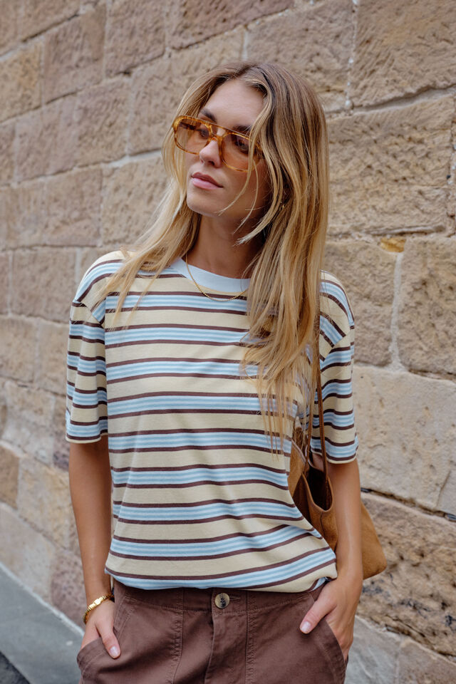 Stevie Slouchy Tee - New Butter Brunette Stripe