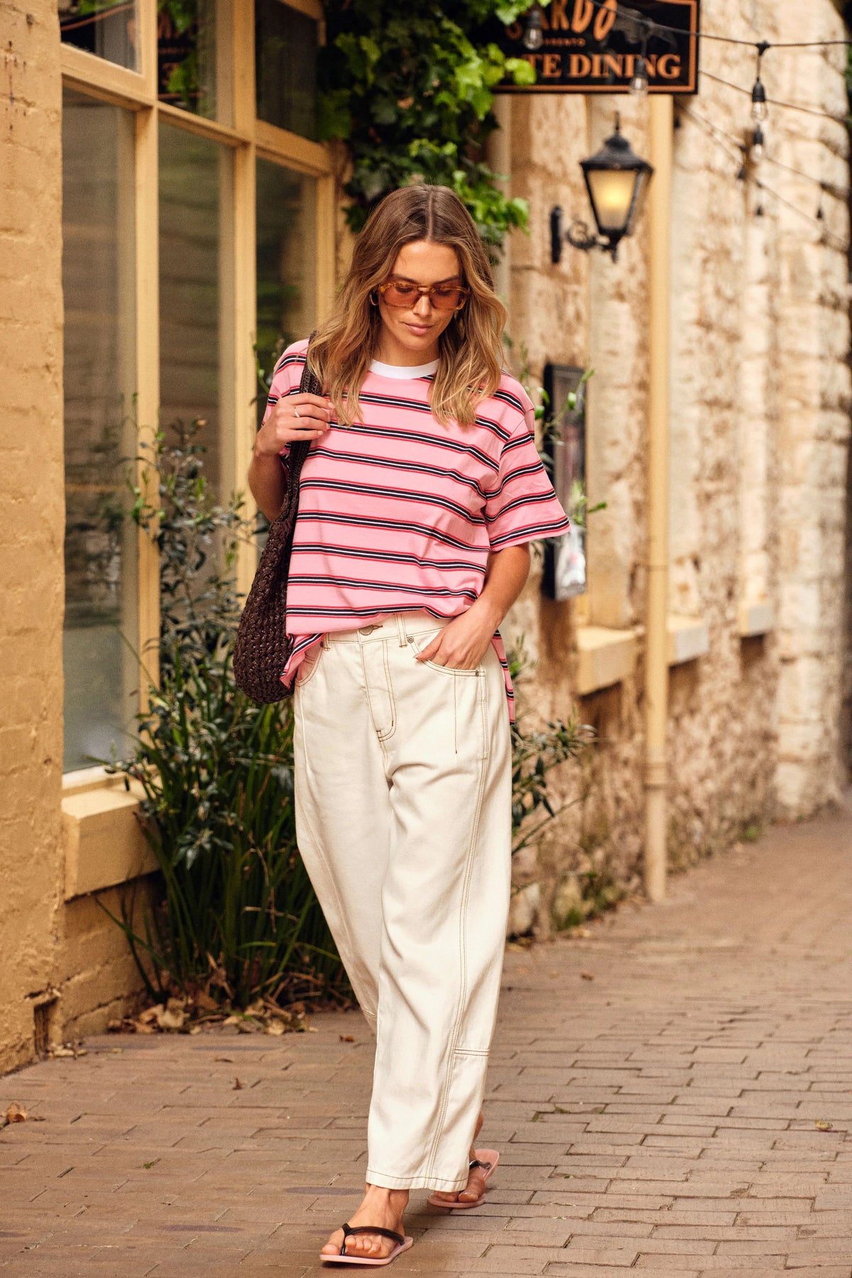 Stevie Slouchy Tee - Peony/Heritage Red