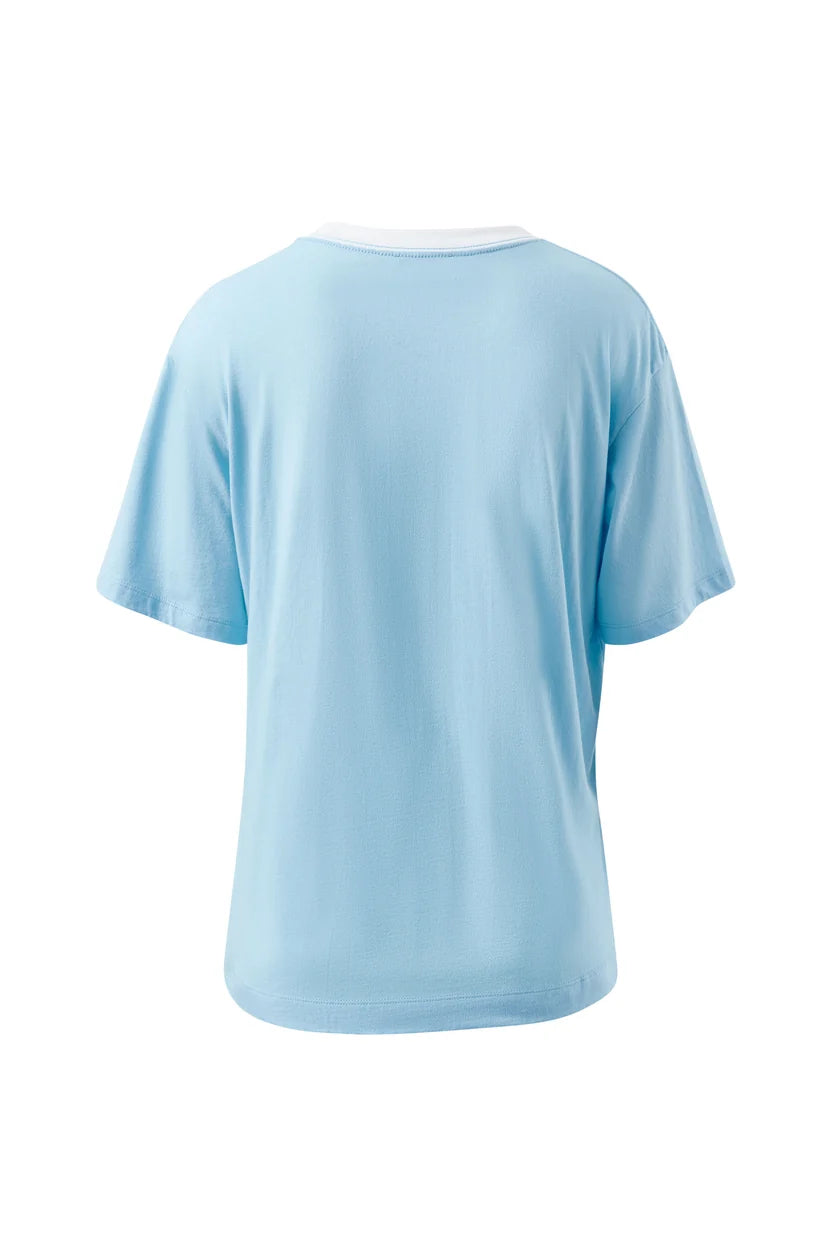Stevie Slouchy Tee - Fresh Blue/Basil Varsity