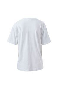 Stevie Slouchy Tee - White Chili Red Varsity. Ceres Life