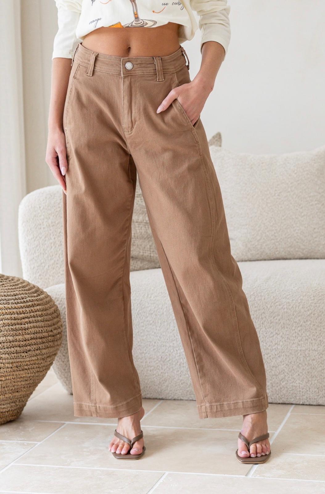 Stretch Barrel Jeans - Warm Tan. Sare Store