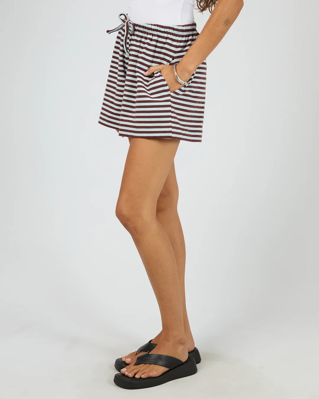 Stripe Tie Waist Short - Light Blue