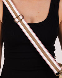 Stripe Webbing Bag Strap - Blush / Frappe. Louenhide