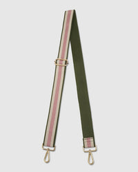 Stripe Webbing Bag Strap - Pink / Khaki. Louenhide