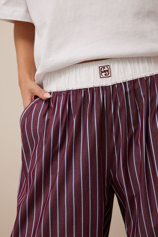THE LOUNGE PANT - BURGUNDY WASHED NAVY STRIPE