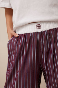 THE LOUNGE PANT - BURGUNDY WASHED NAVY STRIPE
