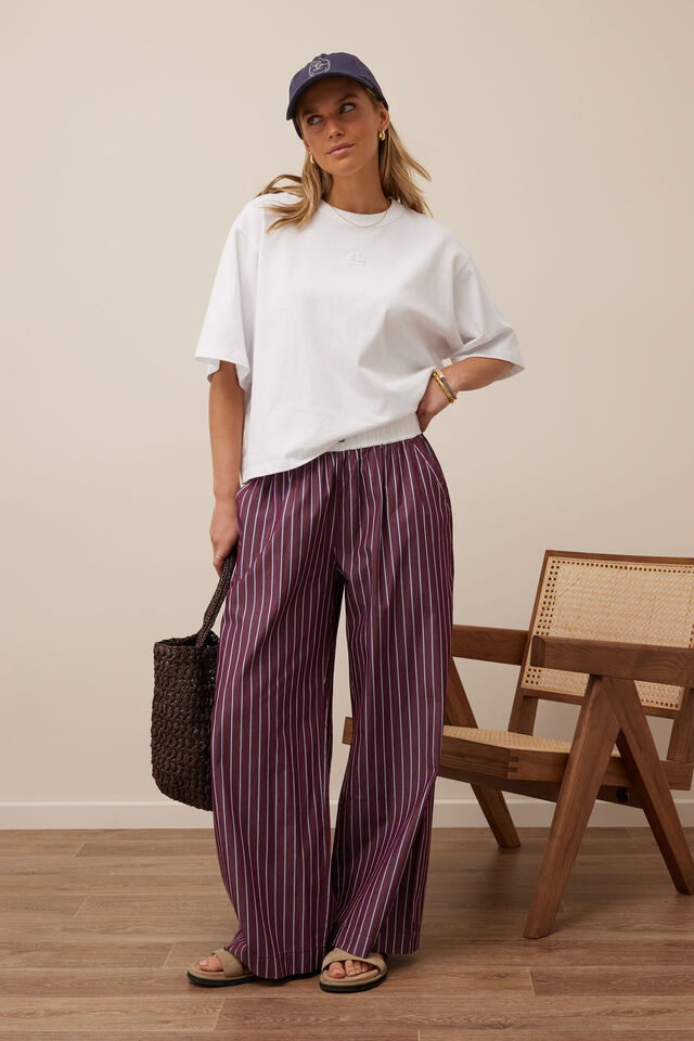 THE LOUNGE PANT - BURGUNDY WASHED NAVY STRIPE