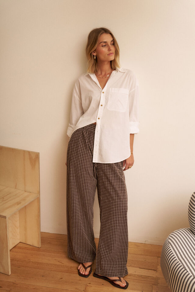 The Lounge Pant - Textured Chocolate Check. Ceres Life