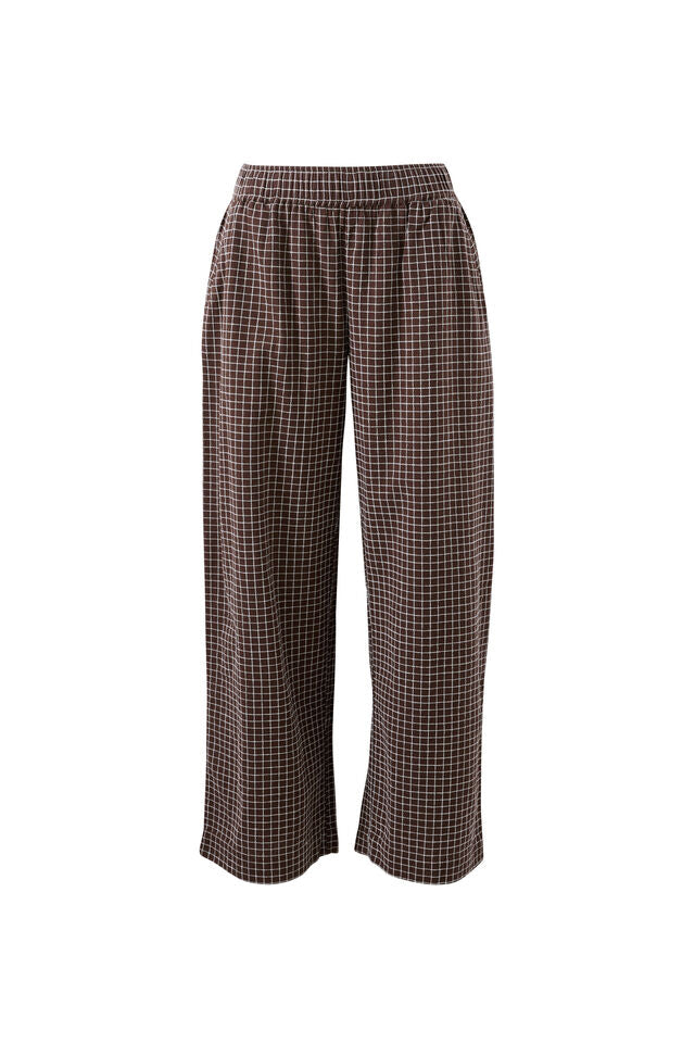 The Lounge Pant - Textured Chocolate Check. Ceres Life