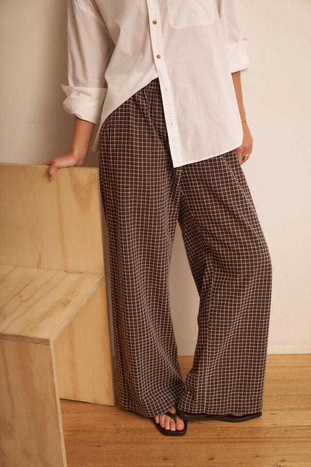 The Lounge Pant - Textured Chocolate Check. Ceres Life