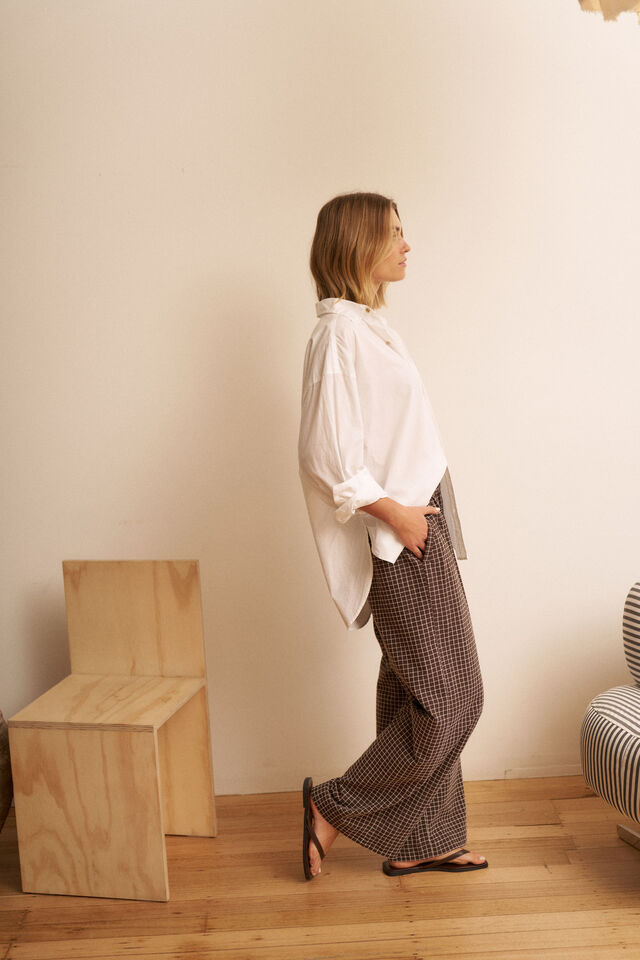The Lounge Pant - Textured Chocolate Check. Ceres Life