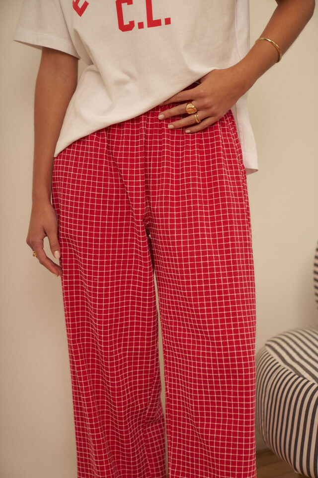 The Lounge Pant - Textured Red Check. Ceres Life