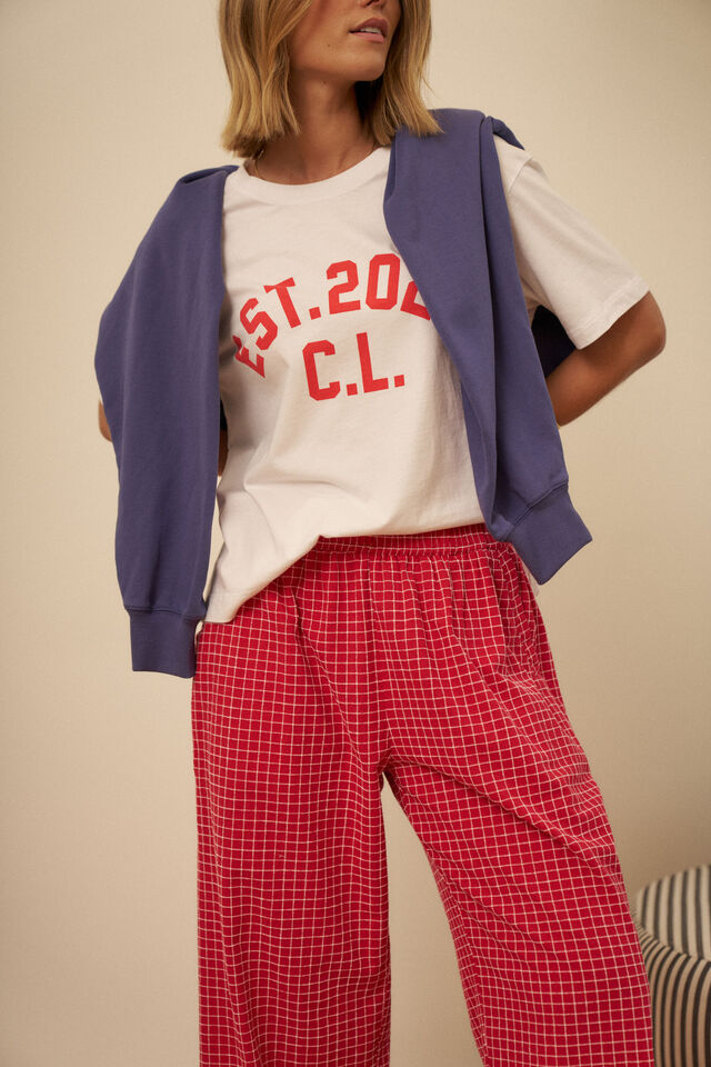 The Lounge Pant - Textured Red Check. Ceres Life