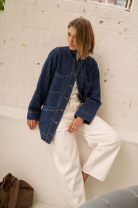 Tilda Funnel Neck Shacket - Midnight. Ceres Life