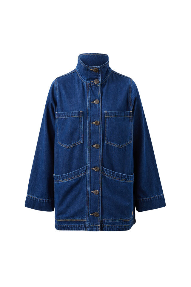 Tilda Funnel Neck Shacket - Midnight. Ceres Life