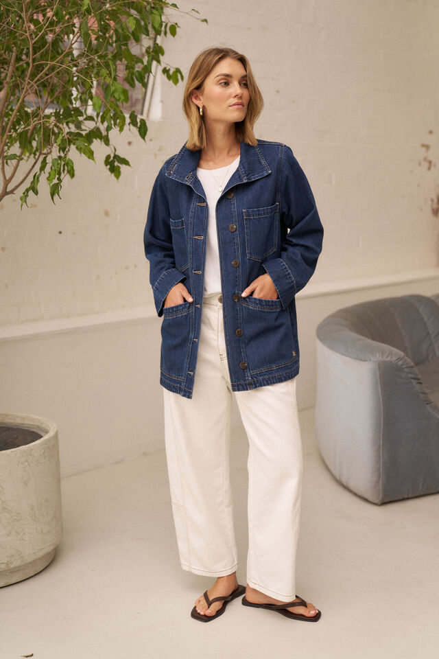 Tilda Funnel Neck Shacket - Midnight. Ceres Life