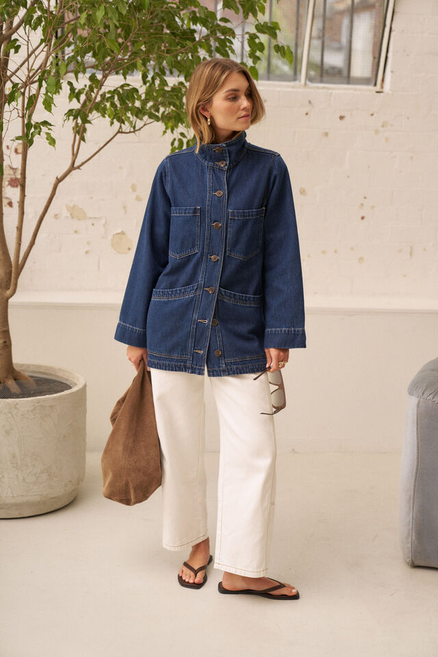 Tilda Funnel Neck Shacket - Midnight. Ceres Life