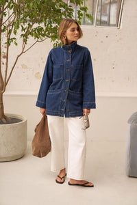 Tilda Funnel Neck Shacket - Midnight. Ceres Life