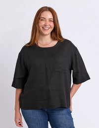 Tilly Woven Tee - Black
