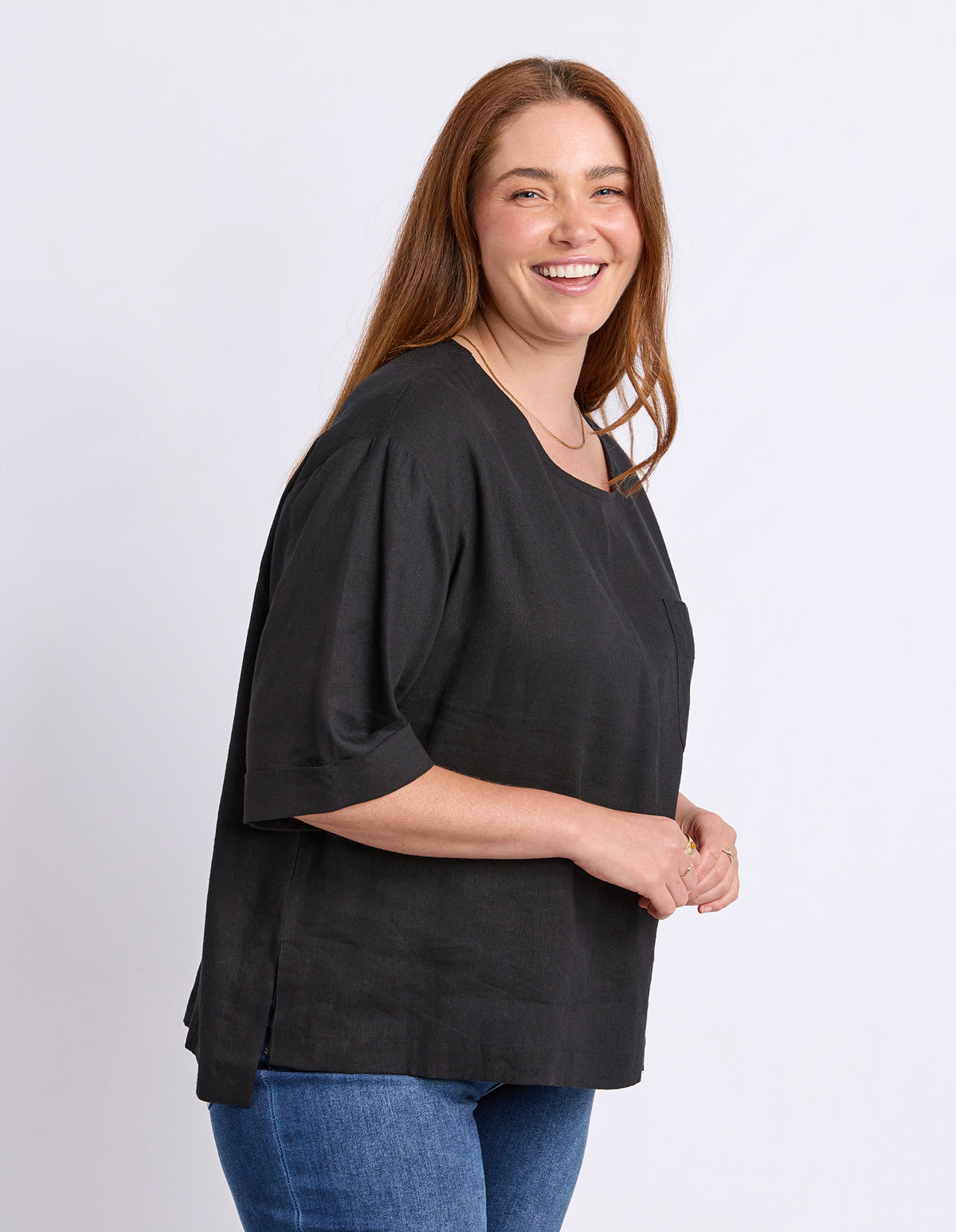 Tilly Woven Tee - Black