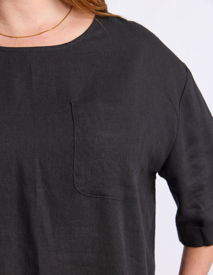 Tilly Woven Tee - Black
