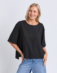 Tilly Woven Tee - Black