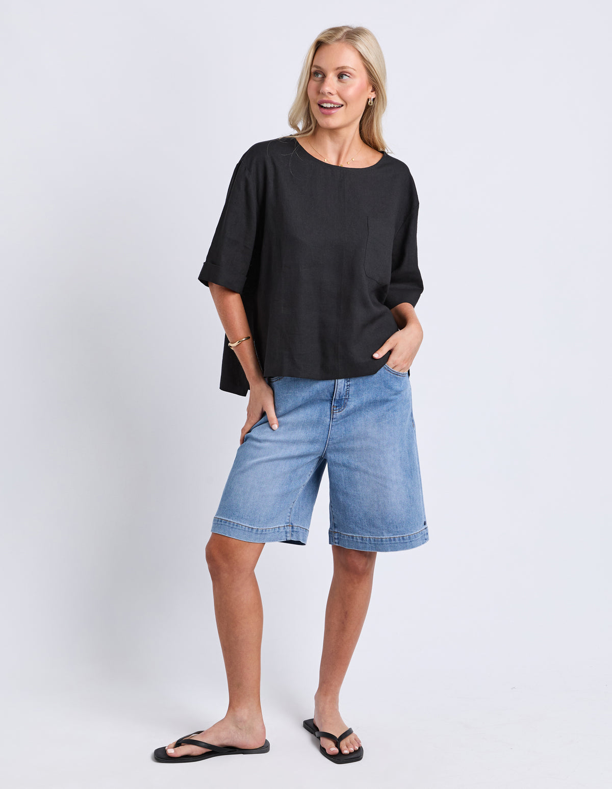 Tilly Woven Tee - Black
