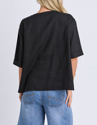 Tilly Woven Tee - Black