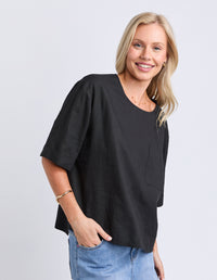 Tilly Woven Tee - Black