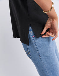 Tilly Woven Tee - Black