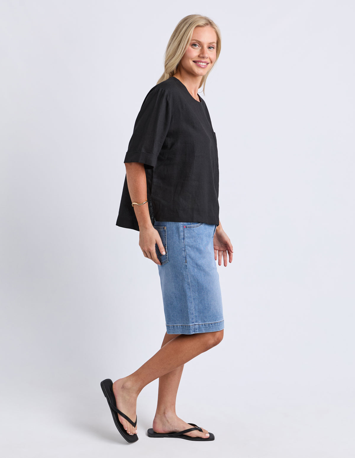 Tilly Woven Tee - Black