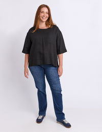 Tilly Woven Tee - Black