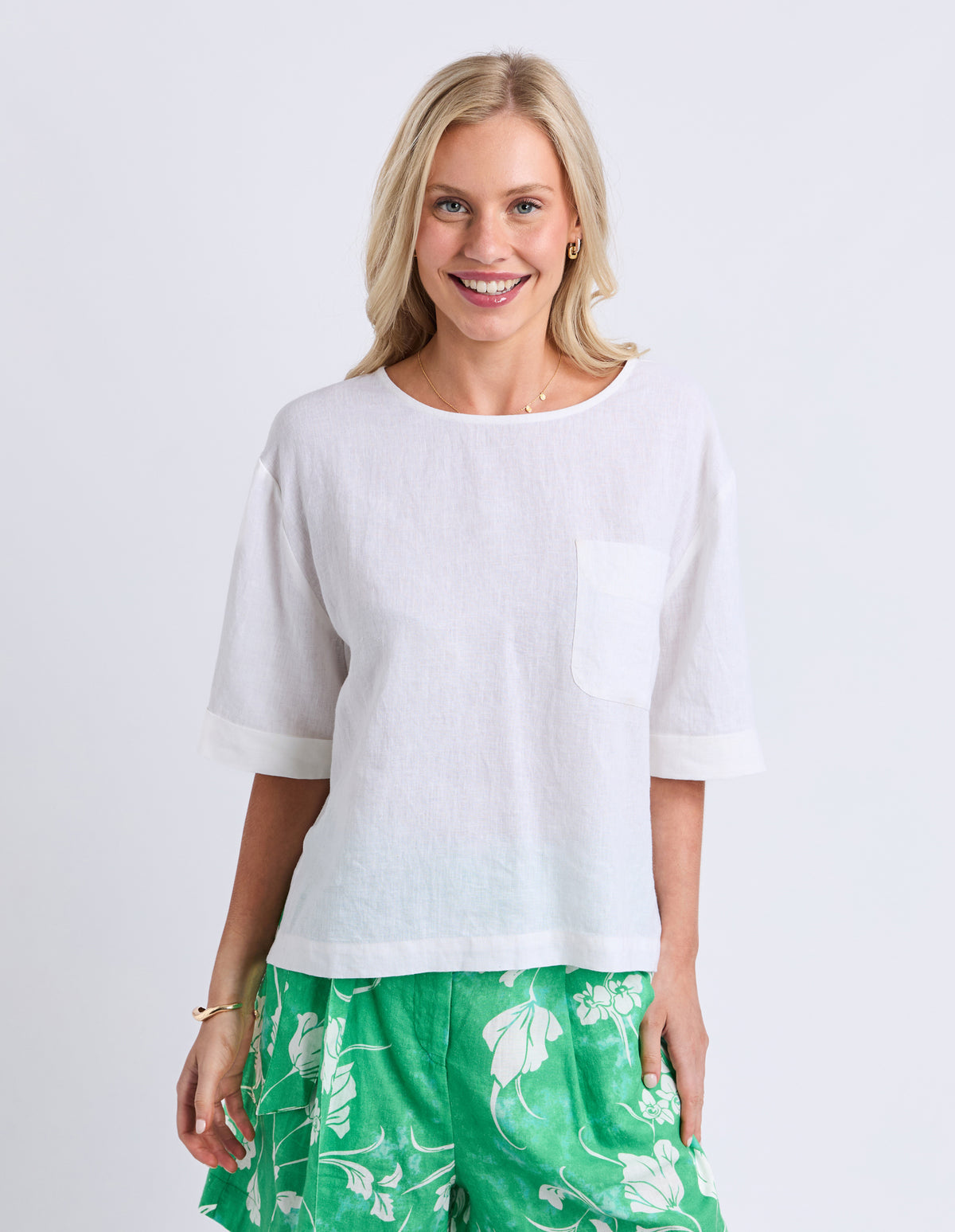 Tilly Woven Tee - White
